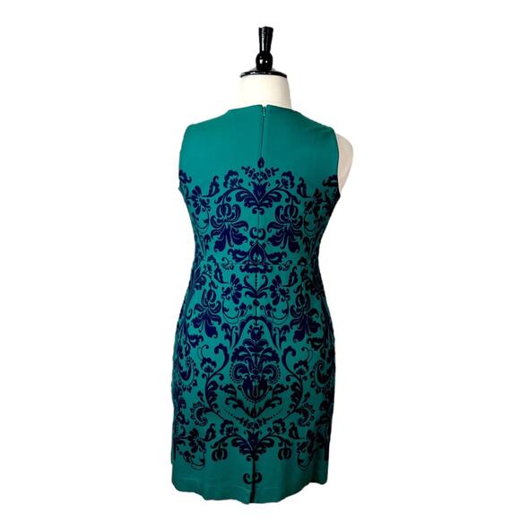 Lands End Dress Ponte Knit Sheath Pockets Sleeveless Green Blue Women’s Size 16P - Picture 4 of 11